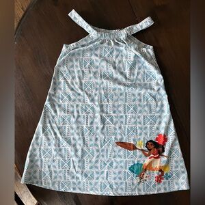 Disney Light Blue Patterned Moana Dress with Multicolor Graphic